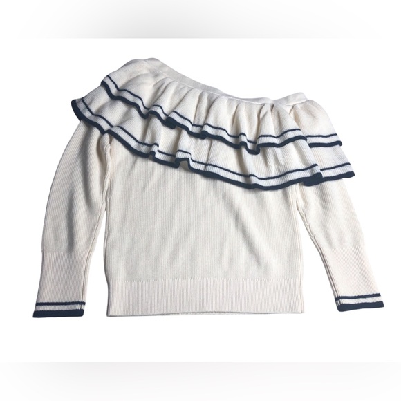 Frame denim ruffle, one shoulder wool blend sweater size X S - Picture 3 of 11